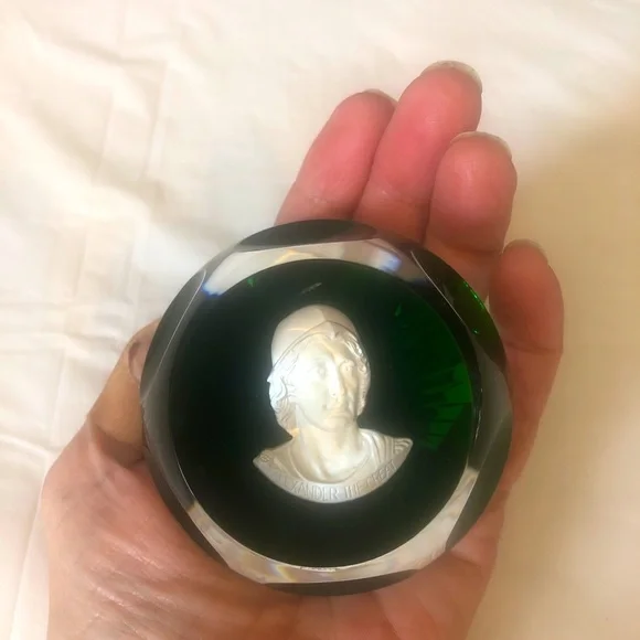 Alexander the Great lead crystal Baccarat paperweight in mint condition